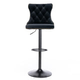2X HEIGHT ADJUSTABLE SWIVEL BAR STOOL VELVET NAILHEAD
