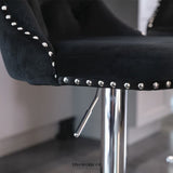 2X HEIGHT ADJUSTABLE SWIVEL BAR STOOL VELVET STUDS BARSTOOL