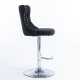 2X HEIGHT ADJUSTABLE SWIVEL BAR STOOL VELVET STUDS BARSTOOL