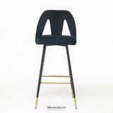 2X VELVET BAR STOOL GOLD METAL LEGS BARSTOOL KITCHEN