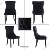 2X VELVET UPHOLSTERED DINING CHAIRS TUFTED WINGBACK SIDE