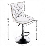 4X HEIGHT ADJUSTABLE SWIVEL BAR STOOL VELVET NAILHEAD