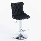 4X HEIGHT ADJUSTABLE SWIVEL BAR STOOL VELVET STUDS BARSTOOL