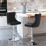 4X HEIGHT ADJUSTABLE SWIVEL BAR STOOL VELVET STUDS BARSTOOL