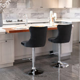 4X HEIGHT ADJUSTABLE SWIVEL BAR STOOL VELVET STUDS BARSTOOL