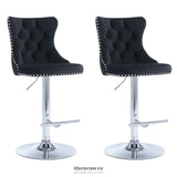 4X HEIGHT ADJUSTABLE SWIVEL BAR STOOL VELVET STUDS BARSTOOL