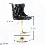 4X HEIGHT ADJUSTABLE SWIVEL BAR STOOL VELVET STUDS BARSTOOL