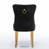 4X VELVET DINING CHAIRS WITH GOLDEN METAL LEGS-BLACK
