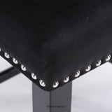 4X VELVET UPHOLSTERED BUTTON TUFTED BAR STOOLS WITH WOOD