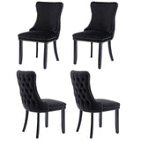 4X VELVET UPHOLSTERED DINING CHAIRS TUFTED WINGBACK SIDE