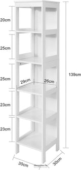 5 TIER BATHROOM SHELF CABINET WHITE