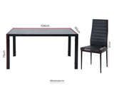 5PC INDOOR DINING TABLE AND CHAIRS DINNER SET GLASS LEATHER