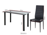 5PC INDOOR DINING TABLE AND CHAIRS DINNER SET GLASS LEATHER