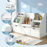 Keezi Kids Bookshelf Storage Organiser Toy Box Drawer Bench Seat Cabinet White