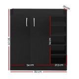 Artiss Shoe Rack Cabinet 21 Pairs Adjustable Shelves Black Clair