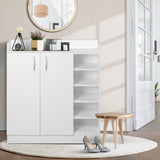 Artiss Shoe Rack Cabinet 21 Pairs Adjustable Shelves White Clair