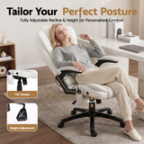 Artiss 8 Point Massage Office Chair Heated Seat Recliner PU White