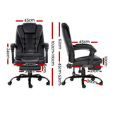 Artiss 2 Point Massage Office Chair PU Leather Footrest Black