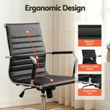 Artiss Office Chair Conference Chairs PU Leather Mid Back Black