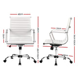 Artiss Office Chair Conference Chairs PU Leather Mid Back White