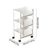 Multi Layer Movable Storage Rack with Wheels | 3-Tier Plastic Organizer Shelf for Kitchen, Bathroom, Living Room | White ABS Storage Unit for Books, Toiletries, Snacks & Toys