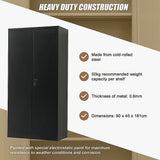 Two-Door Metal Cabinet Shelf Storage for Home Office Gym