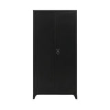 Black Two Door Metal Storage Cabinet with Legs Adjustable Shelf Lockable Steel Cupboard for Home Office Gym