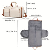 Convertible Travel Garment Bag Large Duffel Suit Carrier with Shoe Compartment & Hidden Backpack Straps Waterproof Black