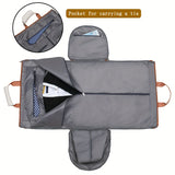 Convertible Travel Garment Bag Large Duffel Suit Carrier with Shoe Compartment & Hidden Backpack Straps Waterproof Black