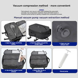 Black 35L Vacuum Compression Travel Backpack with Manual Air Pump, Shoe Zone and 15.6" Laptop House - Waterproof Suitcase Style Carry On Bag for Men Women Business Commute