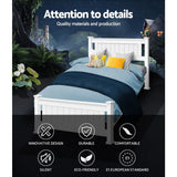 Artiss Bed Frame Single Size Wooden White RIO
