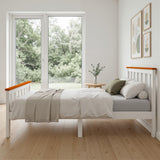 Artiss Bed Frame Single Size Wooden White PONY