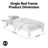 Artiss Bed Frame King Single Size Wooden White JADE