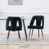 AADEN 2X VELVET DINING CHAIRS WITH METAL LEGS-BLACK