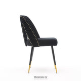 AADEN 2X VELVET DINING CHAIRS WITH METAL LEGS-BLACK