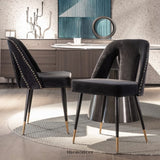 AADEN 2X VELVET DINING CHAIRS WITH METAL LEGS-BLACK