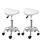 ARTISS 2X SADDLE SALON STOOL SWIVEL BARBER HAIR DRESS CHAIR