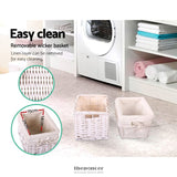 ARTISS BEDSIDE TABLE 1 DRAWER WITH BASKET RUSTIC WHITE X2
