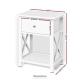 ARTISS BEDSIDE TABLE 1 DRAWER WITH SHELF - EMMA WHITE