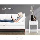 ARTISS BEDSIDE TABLE 1 DRAWER WITH SHELF - EMMA WHITE
