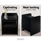 ARTISS BEDSIDE TABLE 1 DRAWER WITH SHELF - FARA BLACK