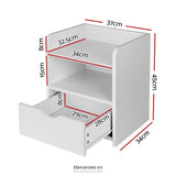 ARTISS BEDSIDE TABLE 1 DRAWER WITH SHELF - FARA WHITE