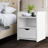 ARTISS BEDSIDE TABLE 1 DRAWER WITH SHELF - FARA WHITE