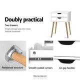 ARTISS BEDSIDE TABLE 2 DRAWERS - BODIE WHITE