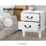 ARTISS BEDSIDE TABLE 2 DRAWERS - KUBI WHITE