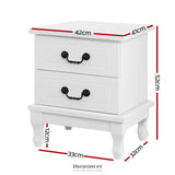 ARTISS BEDSIDE TABLE 2 DRAWERS - KUBI WHITE