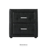 ARTISS BEDSIDE TABLE 2 DRAWERS LEATHER - CADEN BLACK