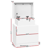 ARTISS BEDSIDE TABLE 2 DRAWERS LIFT-UP STORAGE - COLEY WHITE