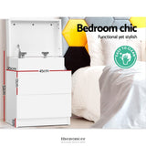 ARTISS BEDSIDE TABLE 2 DRAWERS LIFT-UP STORAGE - COLEY WHITE