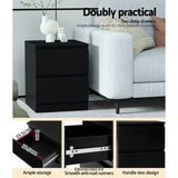 ARTISS BEDSIDE TABLE 2 DRAWERS - PEPE BLACK